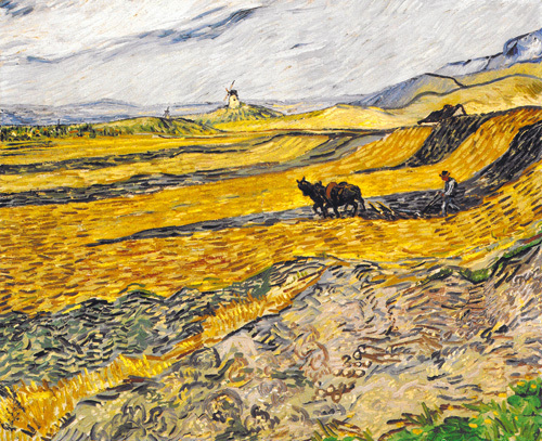 Enclosed field with ploughman - Van Gogh Painting On Canvas